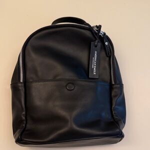 American Eagle Outfitters Black Leather-Look Mini Backpack